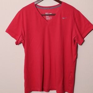Womens V-Neck Pink Nike Dri-Fit Shirt 2X